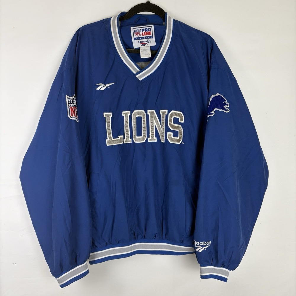 Detroit Lions Vintage Reebok Pullover Jacket Pro Line NFL Men's L